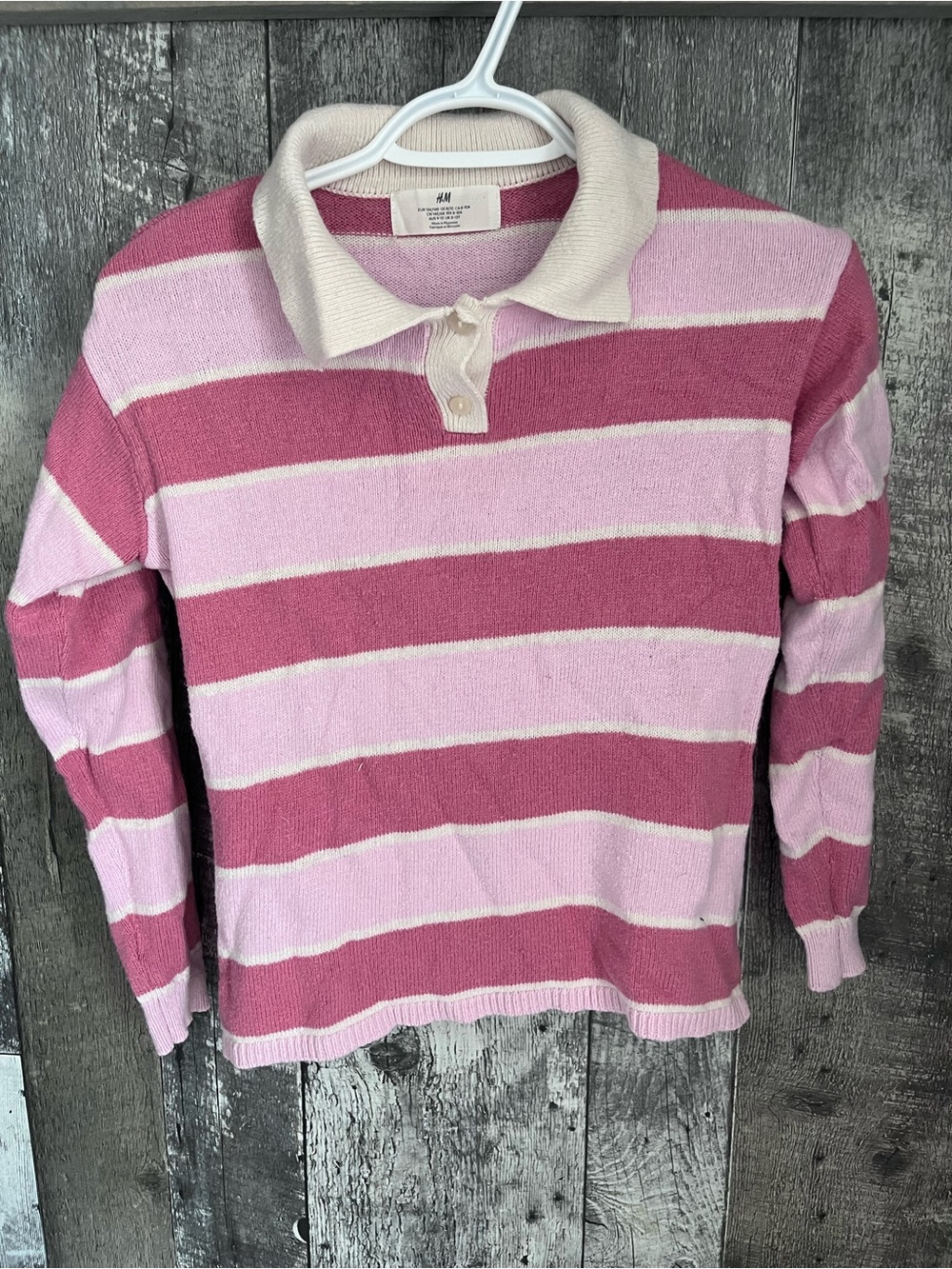 H&M Pink Striped Polo Sweater kids